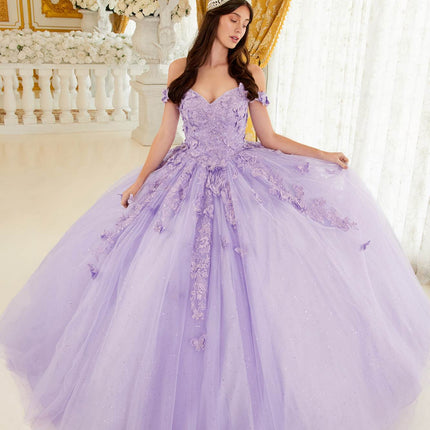 Ladivine 15709 Floor Length Layered Tulle Ball Gown Lace Applique