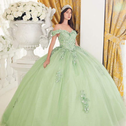 Ladivine 15710 Floor Length Lace Off Shoulder Layered Tulle Ball Gown