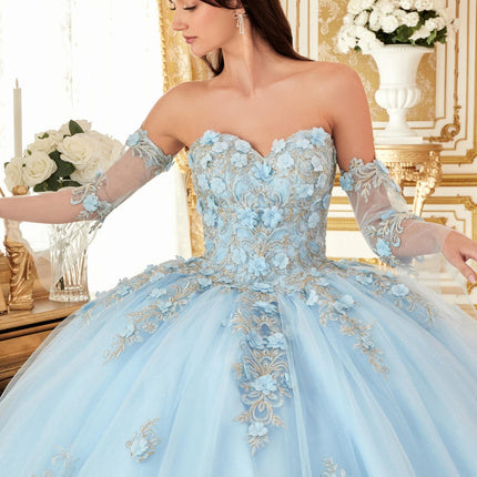 Ladivine 15714 Long Poofy Cinderella A-Line Ballgown Strapless with Gloves