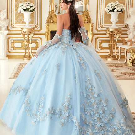 Ladivine 15714 Long Poofy Cinderella A-Line Ballgown Strapless with Gloves