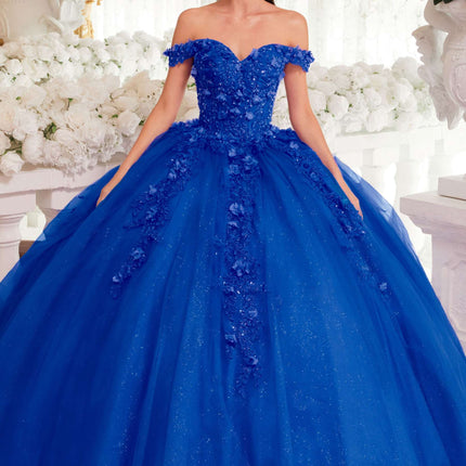 Ladivine 15717 Off the Shoulder 3D Floral Applique Quinceanera Gown