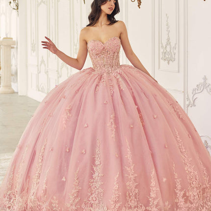 Ladivine 15723 Long Poofy A-Line Quinceanera Gown with Tulle Cape