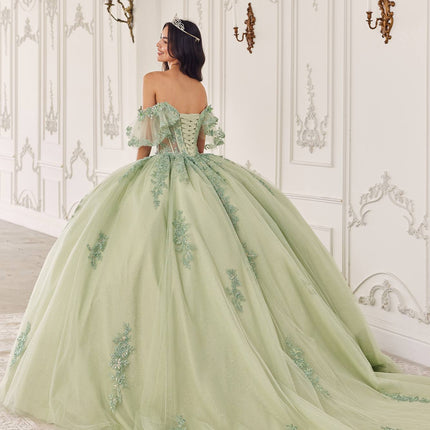 Ladivine 15725 Off Shoulder Half Sleeve Poofy Quinceanera Gown