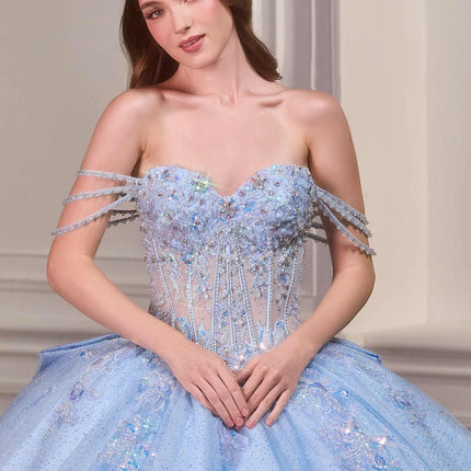 Ladivine 15735 Off the Shoulder Beaded Corset Bodice Quinceanera Ball Gown