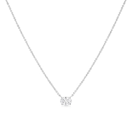 14K White Gold 1/2 Cttw Lab Grown Oval Shape Solitaire Diamond East West 18" Pendant Necklace (E-F Color, VS1-VS2 Clarity)