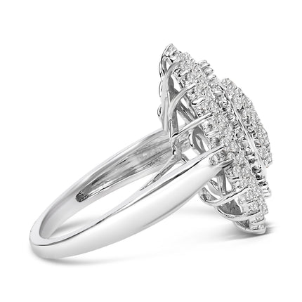 Sterling Silver 2.0 Cttw Diamond Oval Halo Cocktail Ring