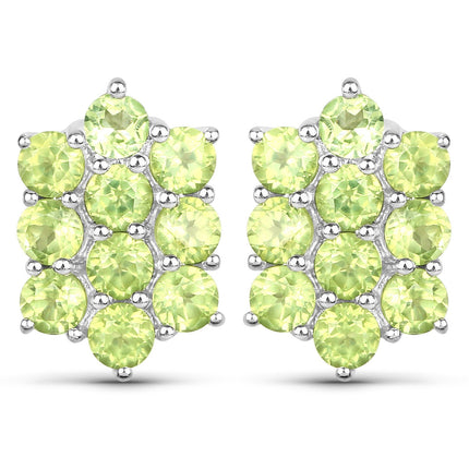 6.80 Carat Genuine Peridot .925 Sterling Silver 3 Piece Jewelry Set (Ring, Earrings, and Pendant w/ Chain)