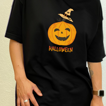 Halloween Pumpkin Unisex Bamboo Viscose/Organic Cotton Short Sleeve Graphic T-Shirt