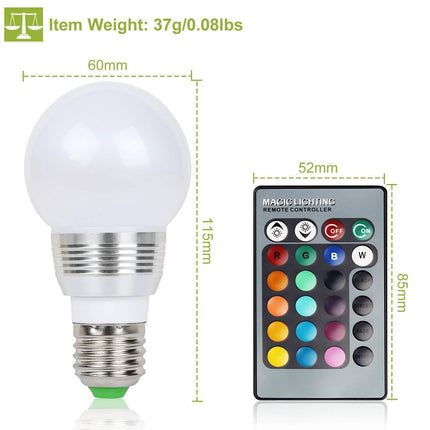 16 Colors Change LED Bulbs E27 3W RGD Dimmable Mood Lighting Lamp