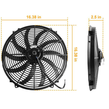 16" Electric Radiator Cooling Fan 12V 120W 10 Blades Car Thermostat Kit