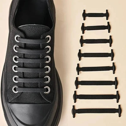 16-Pieces Set: Silicone Elastic Shoe Laces - Free-Tie for Skate, Casual and Sneakers Shoes