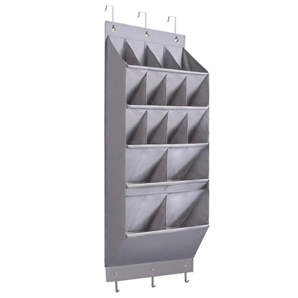 16 Pockets Over The Door Shoe Organizer 5 Tier with 6 Hooks