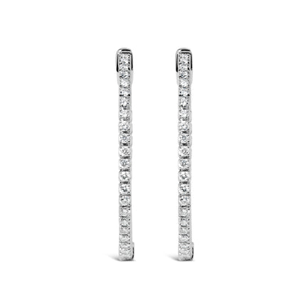 14K White Gold 1 1/2 Cttw Lab Grown Diamond Inside Out Hoop Earrings (G-H Color, VS2-SI1 Clarity)