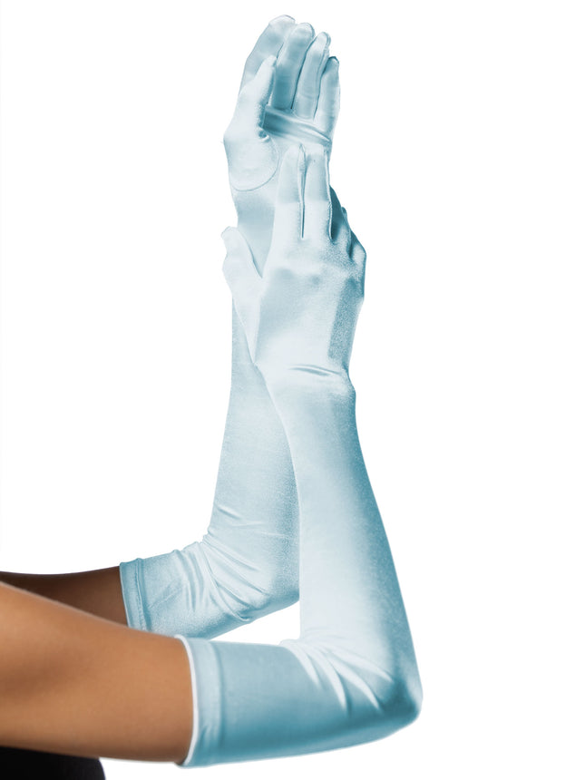 Extra Long Satin Gloves - Lt. Blue - O/S