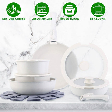 17-Pieces: Nonstick Cookware Set Induction Kitchen Pots and Pans