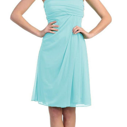 CLEARANCE - Eureka 1801 One Shoulder Knee Length Chiffon Dress (Size 2XL)