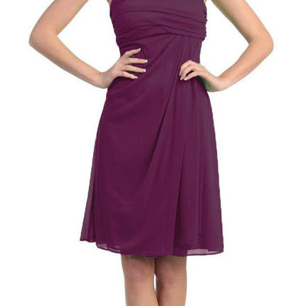 CLEARANCE - Eureka 1801 One Shoulder Knee Length Chiffon Dress (Size 2XL)