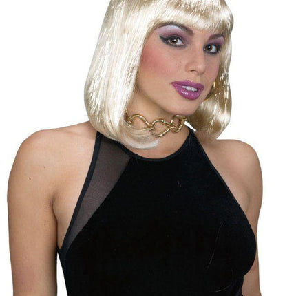 Blonde Tinsel Bob Wig With Bangs Sexy Costume Wig