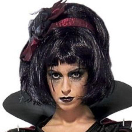Snow Fright Short Black Wig with Bangs