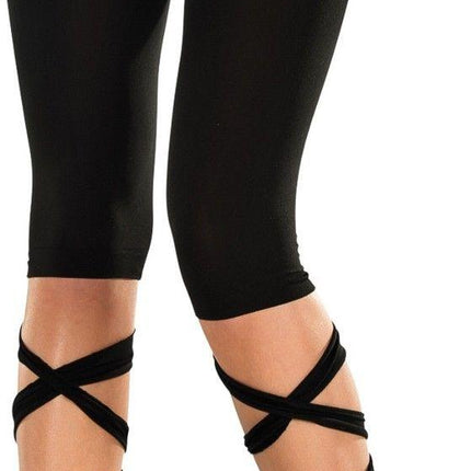 Lace Down Black Capri Adult Leggings with Lace Ties