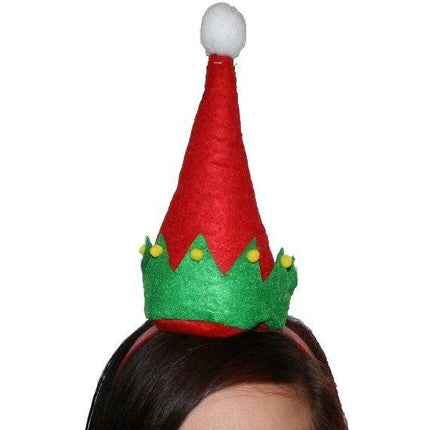 Christmas Elf Hat with Pom Poms on Headband