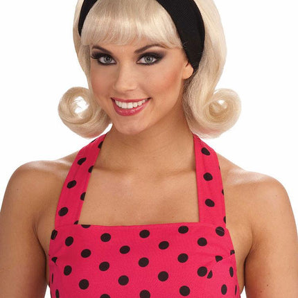 50's Blonde Flip Wig with Headband and Bangs