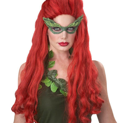 Lethal Beauty Adult Long Red Wavy Wig with Partial Updo