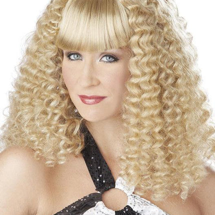 Blonde Disco Lady Spiral Curl Wig with Bangs