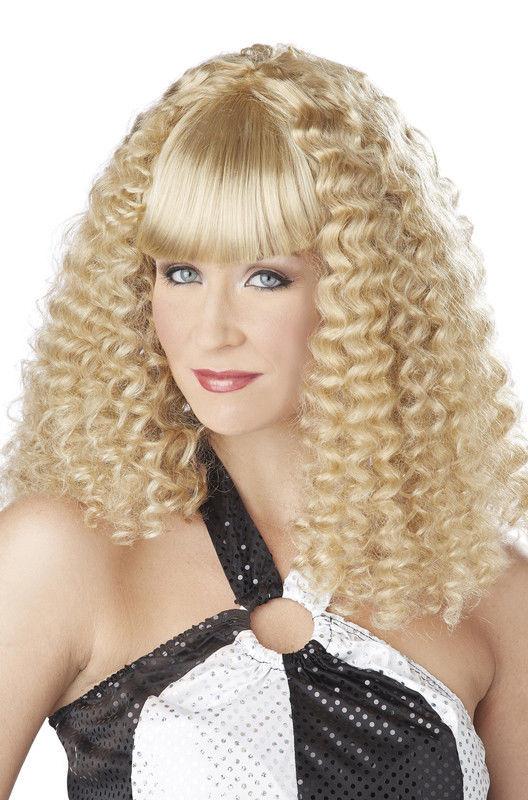 Blonde Disco Lady Spiral Curl Wig with Bangs