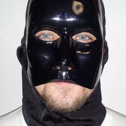 Cesar Plastic Black Knight  Mask with Attached Fabric