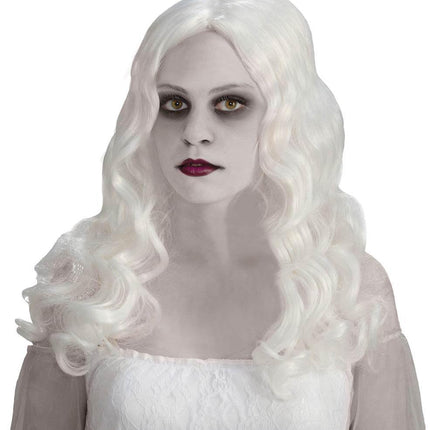 Womens Spirited Ghost Wig Long White Wavy Wig