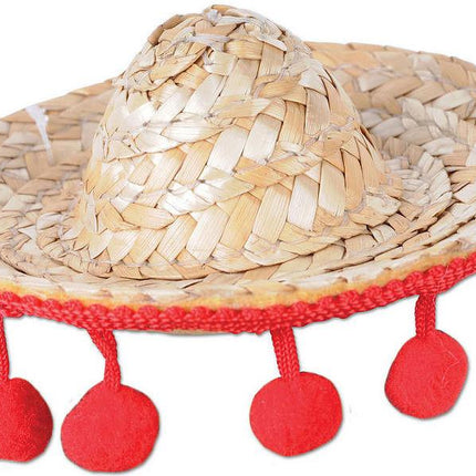 Mini Straw Sombrero Hair Clip Costume Accessory