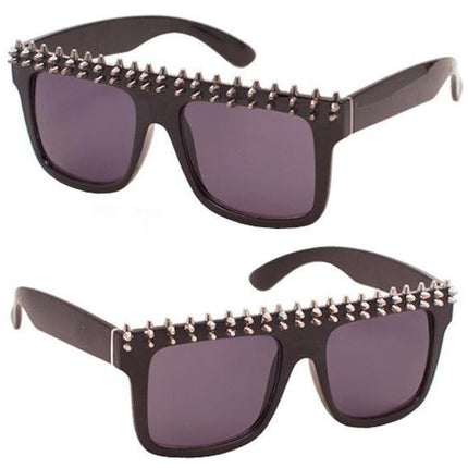 Small Spike Black Frame Dark Tinted Sunglasses