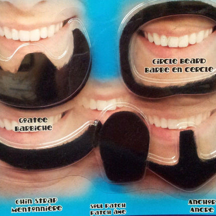 Black Assorted Beards Set Self Adhesive Stick-On Party Beards 5 pack