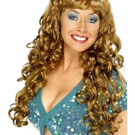 Long Curly Brown Siren Women's Costume Wig One Size