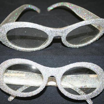 Silver Sparkle Glitter Glasses with Clear Lens