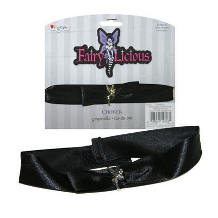 Silver Fairy Licious Black Ribbon Choker Necklace Costume Jewelry Accessory