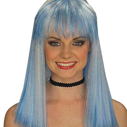 Frostina Blue and White Wig with Bangs