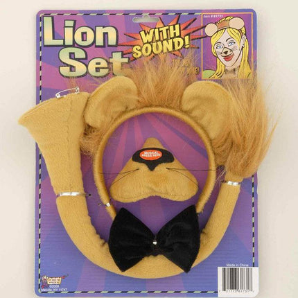 Lion Headband and Nose Ears Bow Tie Set with Sound