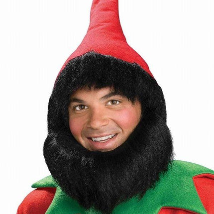 Red Elf Gnome or Dwarf Hat with Attached Wig and Beard