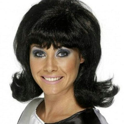 Black 60's Lady Flip Flick-Up Wig