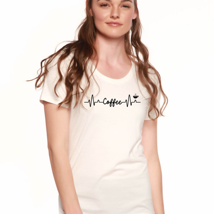 Heartbeat Coffee Printed Women's Bamboo/Cotton Short Sleeve Scoop Neck T-Shirt