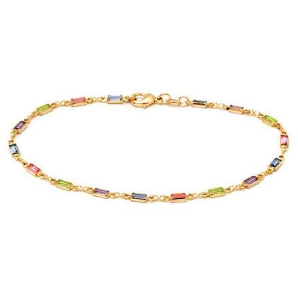 18K Gold Anklet Made with Swarovski Elements