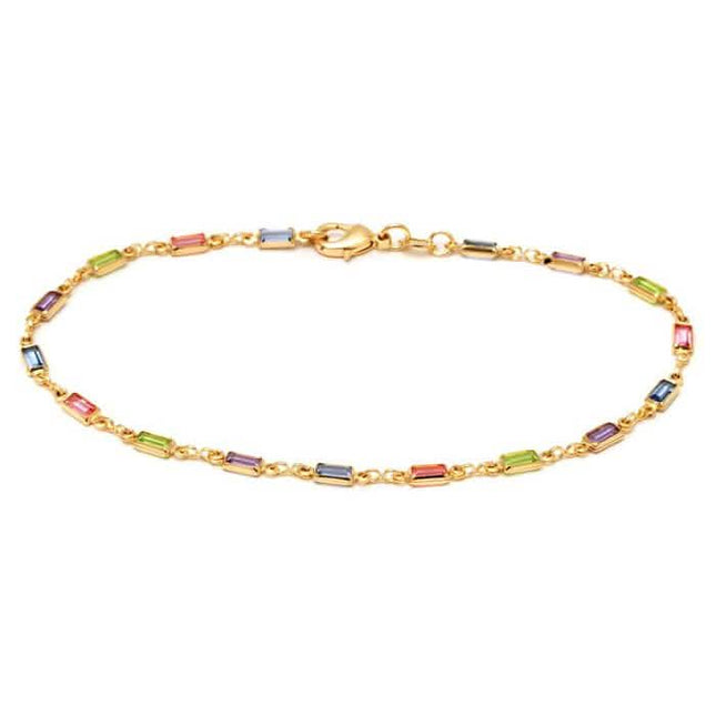 18K Gold Anklet Made with Swarovski Elements