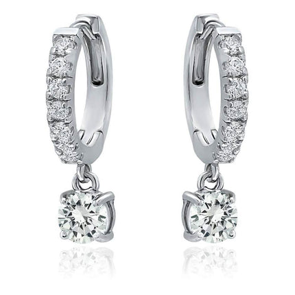 18K Gold Dangle Crystal Drop Huggie Earrings