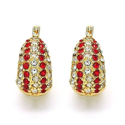 18K Gold-Filled High-Polish Red & White Crystal Earrings