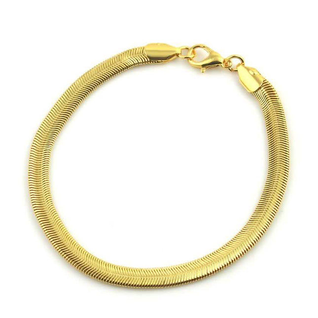 18K Gold Herringbone Anklet
