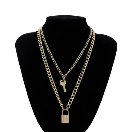 18K Gold Key Lock Necklace