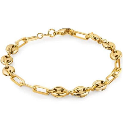 18K Gold Mariner and Paperclip Link Anklet 10"