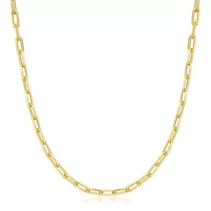 18K Gold Paperclip Link Chain Necklace